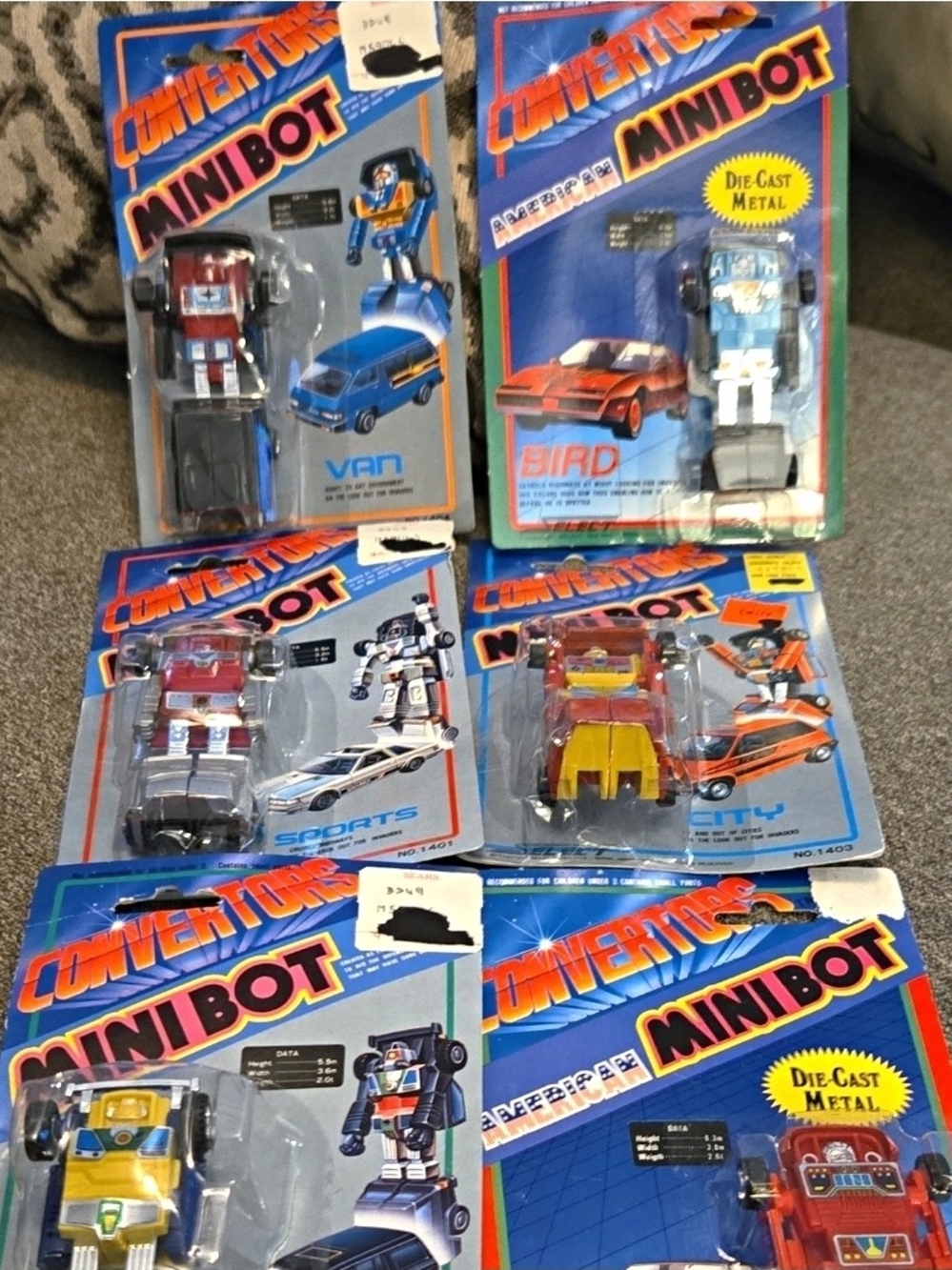 Convertors Minibot Die-Cast Metal Converting Robot Vehicle MPN NO.1404 6 pk 1984